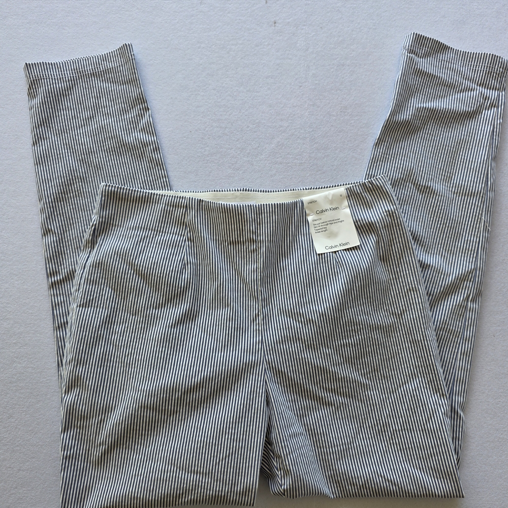 Calvin Klein Striped Pull-On Pants - Blue & White